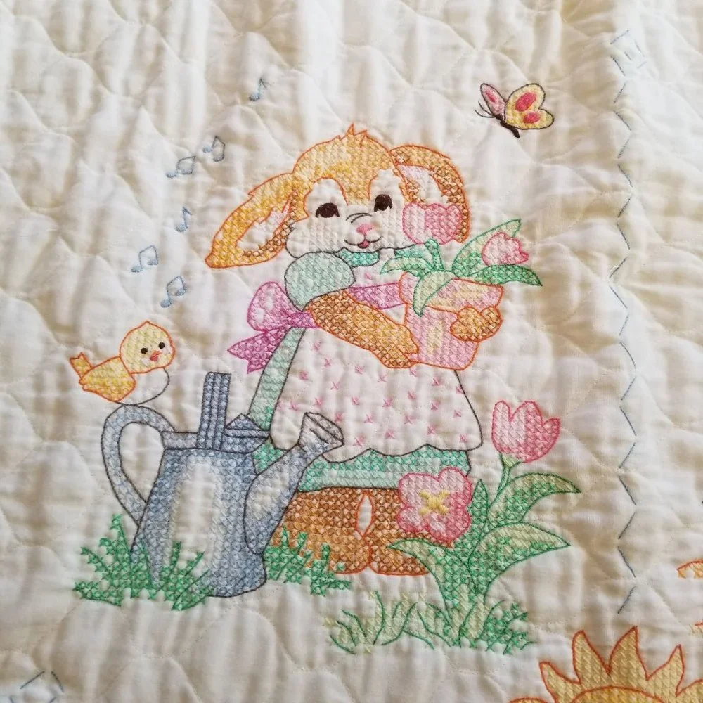 Cross Stitch Quilt Baby Blanket Comforter Crib Toddler Bed Gift Nursery Decor‎